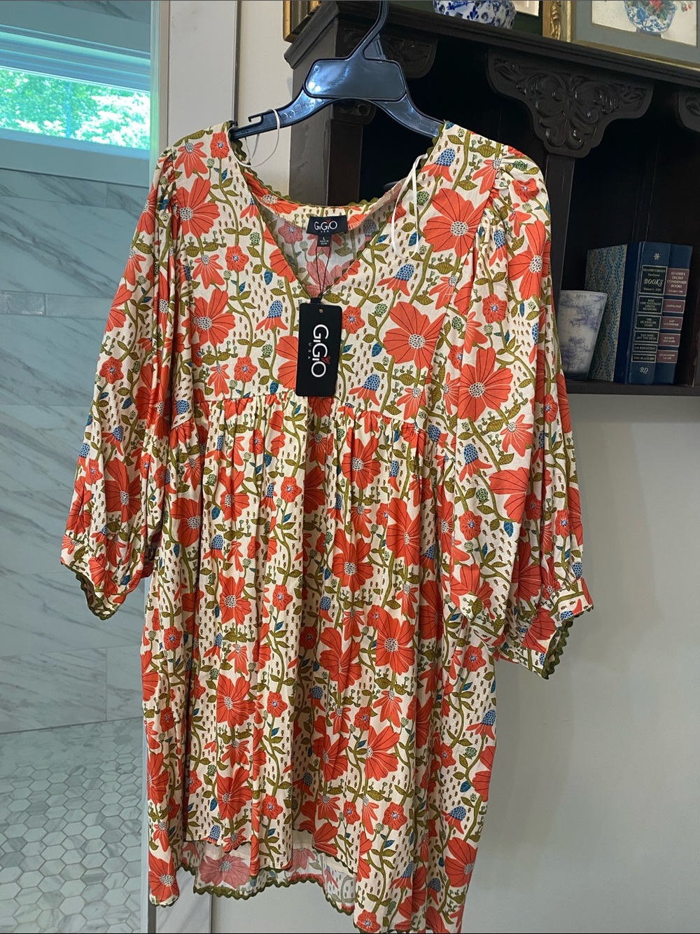 GIGIO Women's Red Floral Peasant Dress